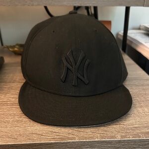 New Era Black Cap with Embossed NY Logo